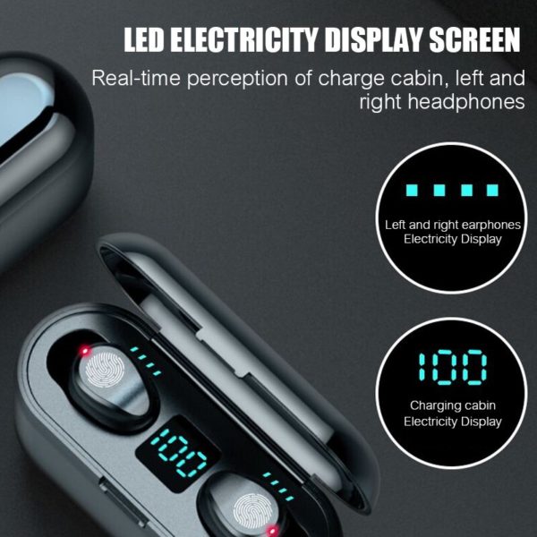 TWS V5.0 Bluetooth Earphone 8D Stereo Wireless Headphones Sport Wireless Earphones with LED 2000 mAh Charging Bin Phone Holder - Image 2