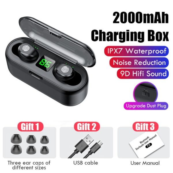 TWS V5.0 Bluetooth Earphone 8D Stereo Wireless Headphones Sport Wireless Earphones with LED 2000 mAh Charging Bin Phone Holder - Image 9