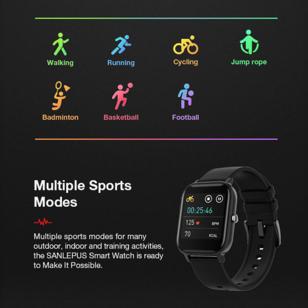 SANLEPUS Global Version Smart Watch 7 Sport Modes IP67 Waterproof Bluetooth Smartwatch Heart Rate Monitor Men Women Smart Band - Image 5