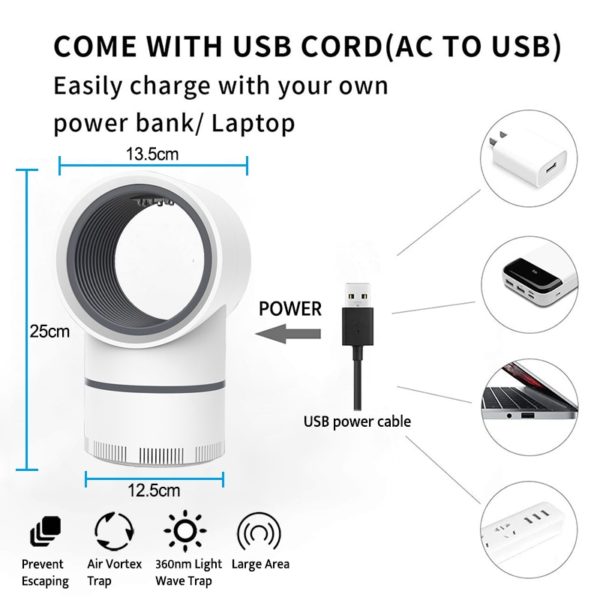 Led Mosquito Killer Lamp Electric Bug Zapper USB Powered - Image 5