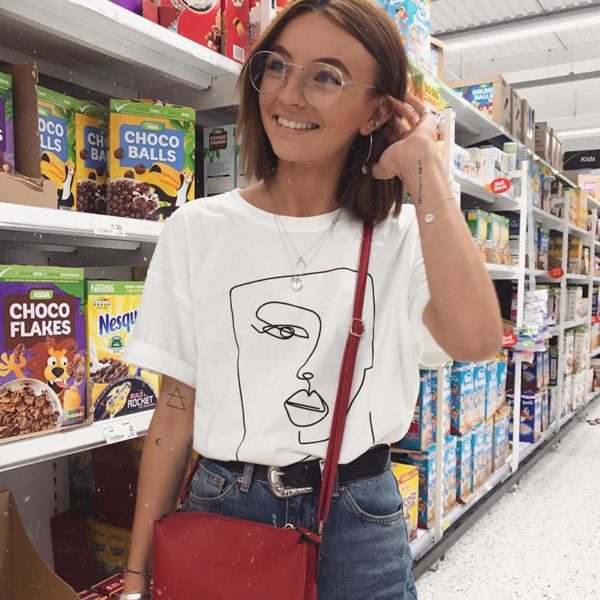 face abstract simple Women tshirt