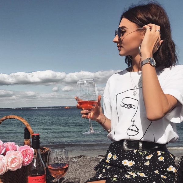 face abstract simple Women tshirt