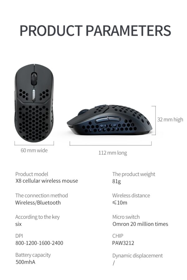 KuWFi 2 in 1 Gaming Mouse Dual Mode 2.4Ghz & Bluetooth 5.0 2400DPI