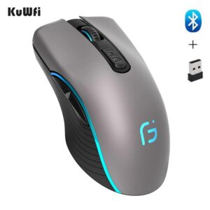 KuWFi Computer Mouse Bluetooth 4.0+ 2.4Ghz Wireless Dual Mode 2 In 1 Mouse 2400DPI