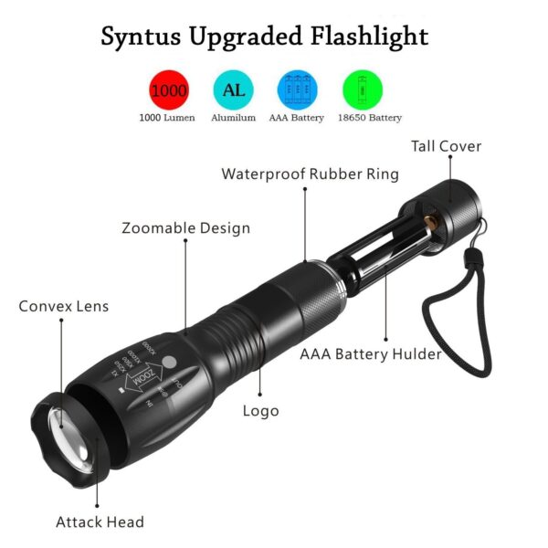 Portable Mini Flashlight LED ZOOM Torch Hunting Zoomable Flashlight Torch Light - Image 7