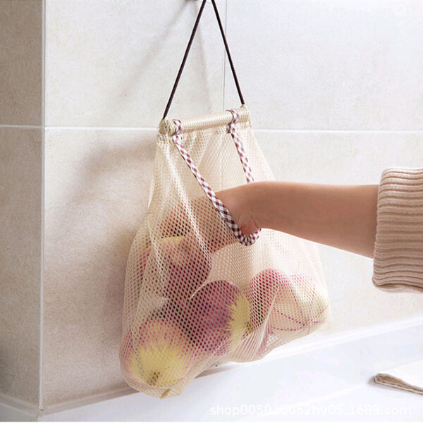 Polyester Mesh Kitchen Storage Bag Portable Net Bag Shopping Bag Home Storage Wall Shelves Kitchen Accessories - Image 4