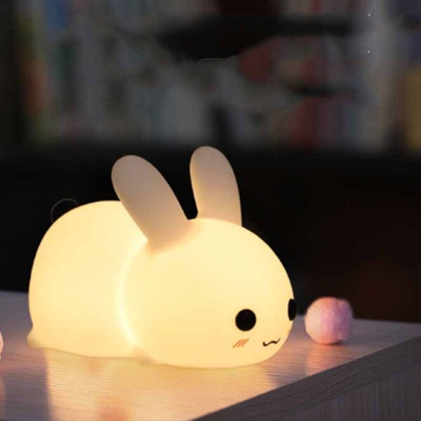 Rabbit LED Night Light Silicone Animal Cartoon Dimmable Lamp USB Rechargeable For Children Kids Baby Gift Bedside Bedroom - Image 4