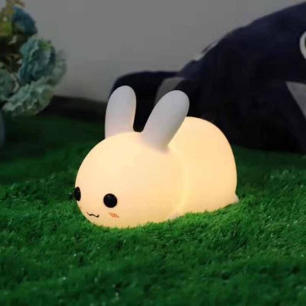 Rabbit LED Night Light Silicone Animal Cartoon Dimmable Lamp USB Rechargeable For Children Kids Baby Gift Bedside Bedroom - Image 3