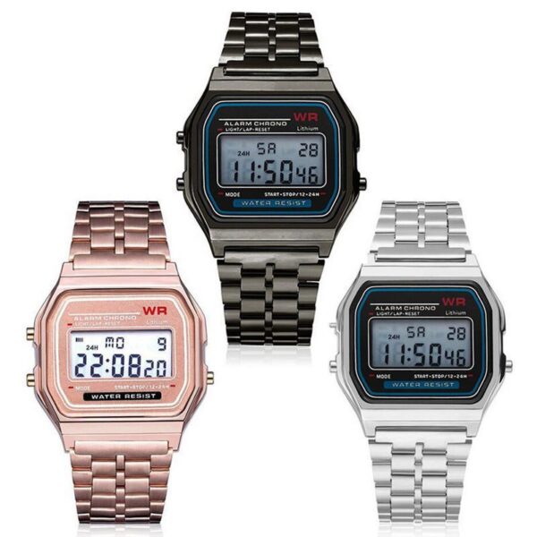 LED Electronic Watch WR F91W Steel Belt A159 Harajuku Style Fashion Watch Multi-function Electronic Watch - Image 4