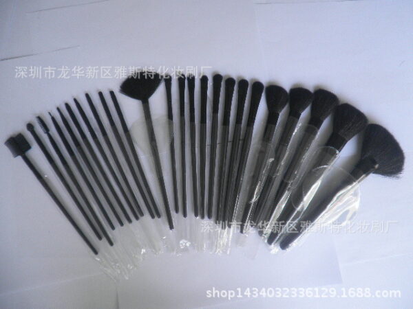Ensemble de 24 pinceaux de maquillage de qualité supérieure en bois noir et rose - sans logo - Image 4