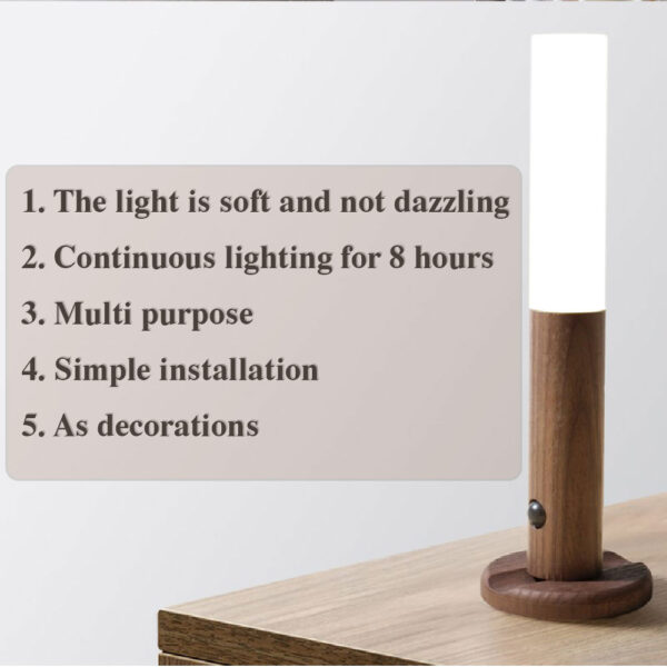 Wireless Motion Sensor Wall Lamp with Magnetic USB LED, Wood Finish - Ideal for Corridors, Porches, and Cabinets - Image 6