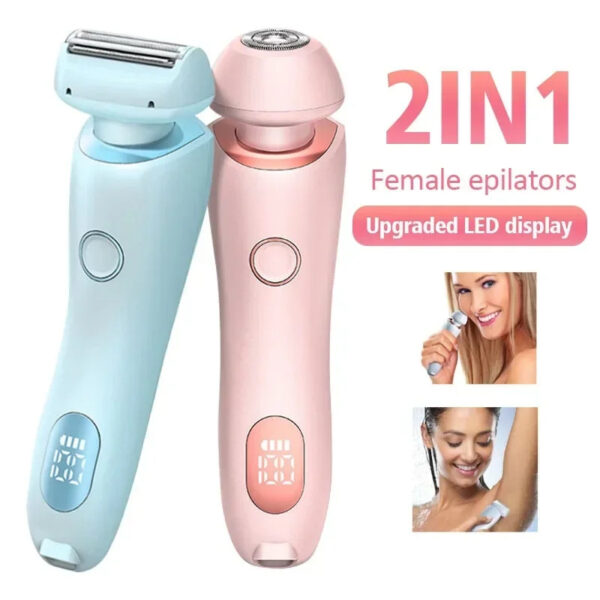 2-in-1 Rechargeable Hair Removal Epilator & Trimmer – USB Powered, Painless Shaver for Women’s Face, Legs, Armpits, Bikini, & Body
