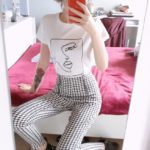 face abstract simple Women tshirt