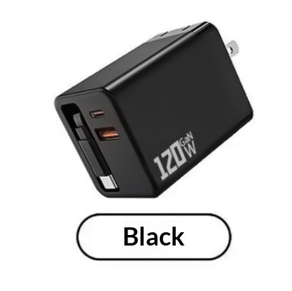 120W GaN Fast Charger With Built-in Retractable Cable - Image 5