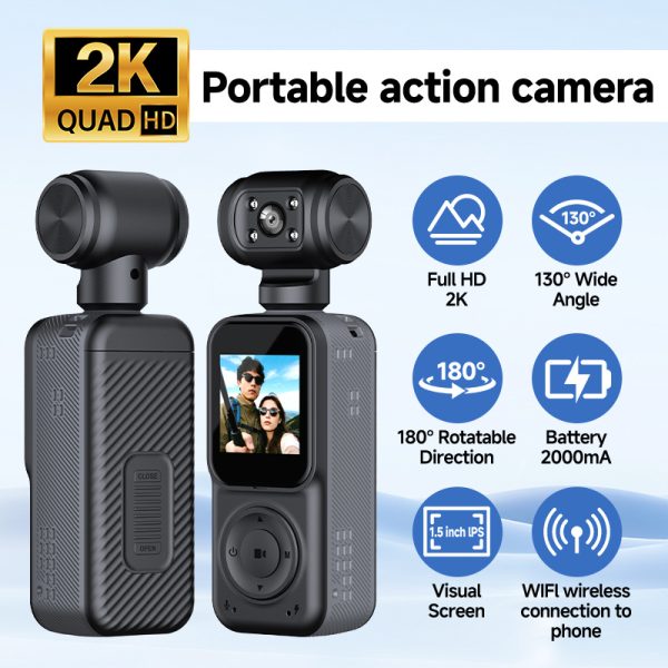 Panoramic Sports Camera Handheld DV Outdoor HD 4K Dual Lens - Image 3
